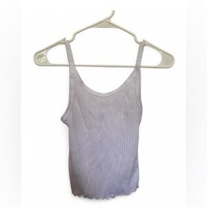 Women’s Old Navy White Ribbed Tank Top w/ Lettuce Trim